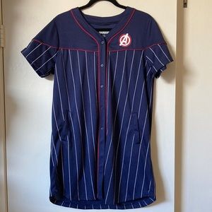 Her Universe Avengers Captain America baseball-inspired t-shirt dress, size MD